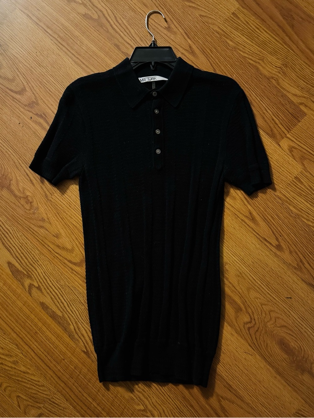 Mr Turk black Knit Polo Shirt / VTG 2017 / 100% mercerized cotton 🌵
